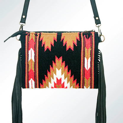 American Darling Black Aztec Crossbody W/ Fringe - Southern Sassy Boutique