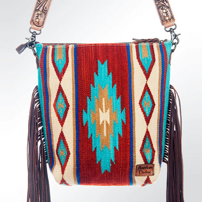 American Darling Aztec Pattern Tooled Leather Crossbody Bag - Southern Sassy Boutique