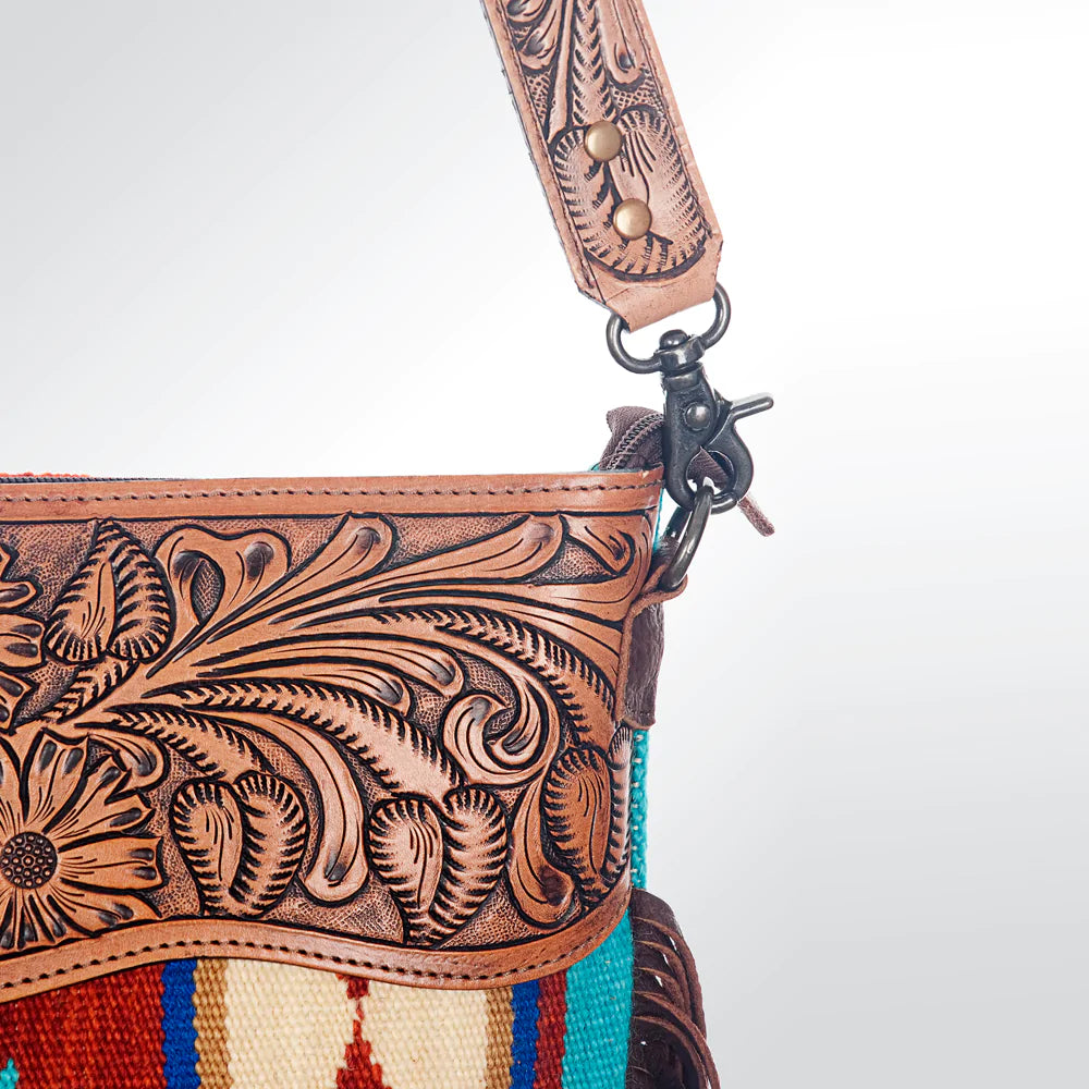 American Darling Aztec Pattern Tooled Leather Crossbody Bag - Southern Sassy Boutique