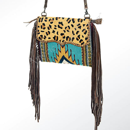 Image: American Darling Animal Aztec Blanket Crossbody Cheetah Turquoise | Southern Sassy Boutique