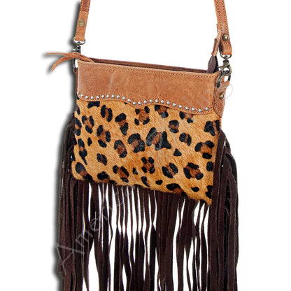 American Darling Leather Fringed Leopard Purse - Southern Sassy Boutique