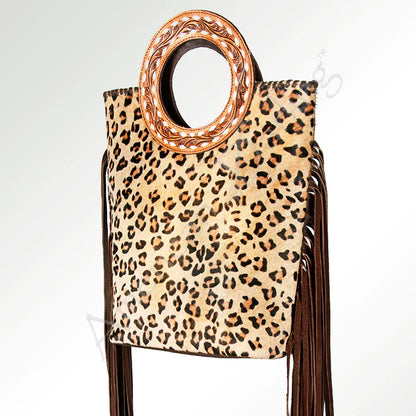 American Darling Cowhide Animal Print Tote Bag with Circle Handle