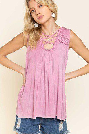 Image: Soft Embroidered Criss Cross Top Plum | Southern Sassy Boutique