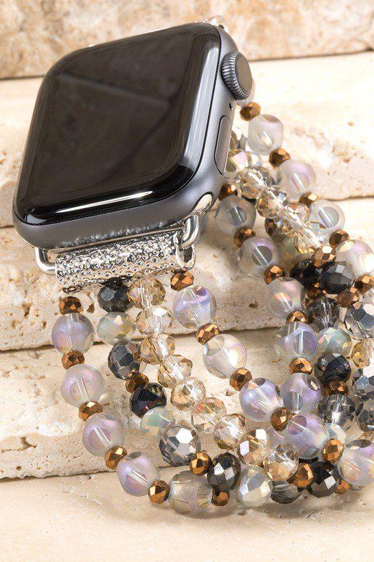 Image: Glass Beaded Apple Watch Bracelet Black | Southern Sassy Boutique