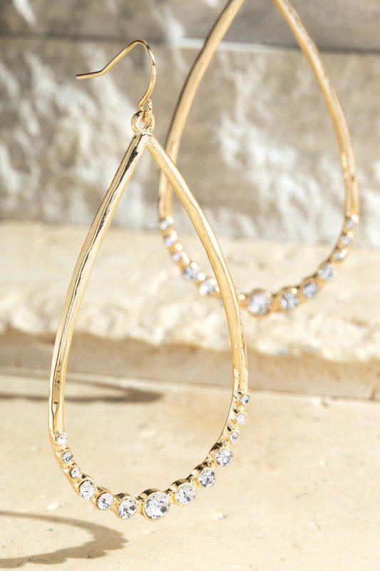 Image: Teardrop Crystal Dangle earrings Gold | Southern Sassy Boutique