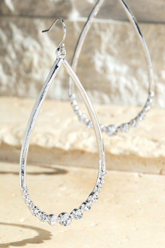 Image: Teardrop Crystal Dangle earrings Silver | Southern Sassy Boutique
