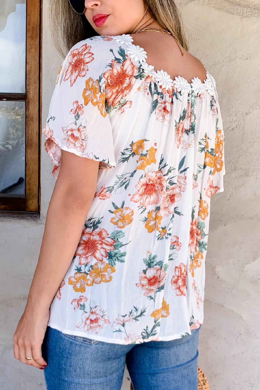 Floral Print Off The Shoulder Top - Southern Sassy Boutique