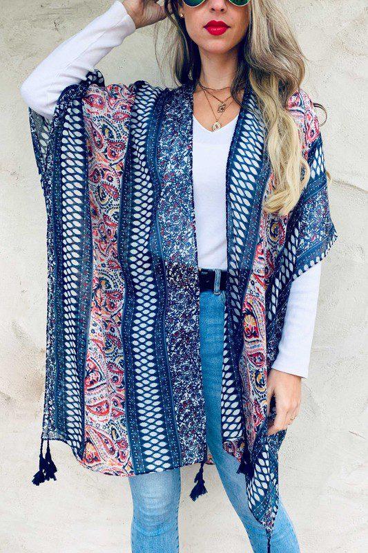 Image: Off Set Any Outfit Perfectly With This Kimono Navy Blue | Southern Sassy Boutique