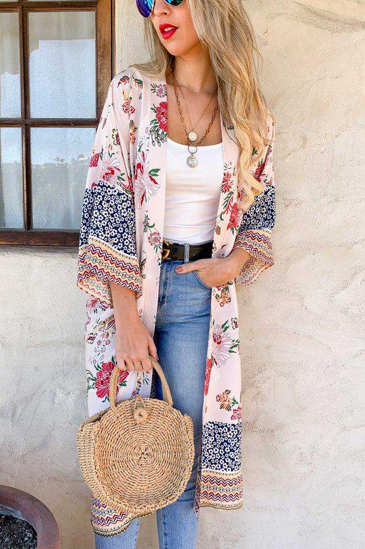 Any Ocaassion Beautiful Floral Print Kimono - Southern Sassy Boutique