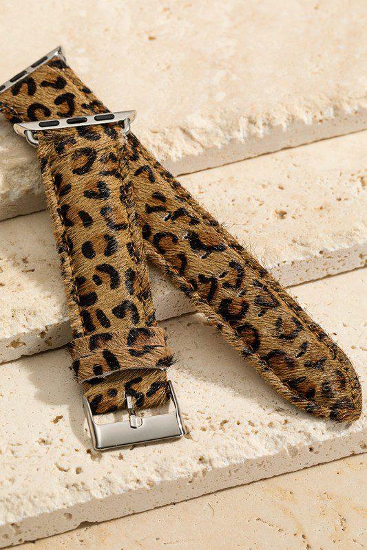Image: Leather Animal Print Watch Band Brown | Southern Sassy Boutique