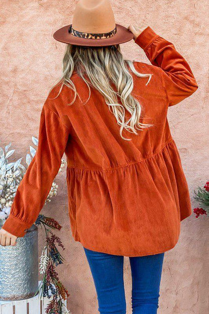 Corduroy Button Down Jacket - Southern Sassy Boutique