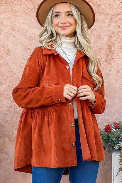 Corduroy Button Down Jacket - Southern Sassy Boutique