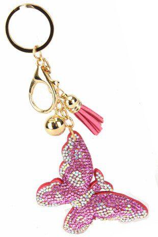 Image: Fuffy Butterfly Key Chain Pink | Southern Sassy Boutique