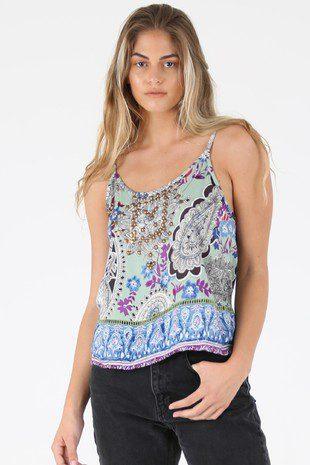 Image: Embellished Floral Print Top Mint | Southern Sassy Boutique