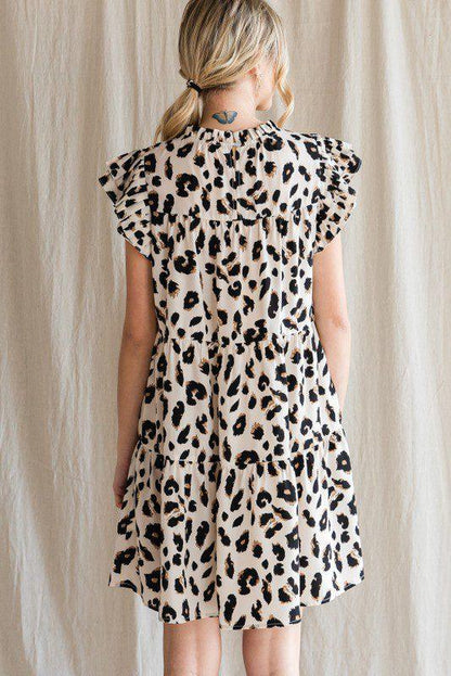 Leopard Print Cap Sleeve Dress - Southern Sassy Boutique