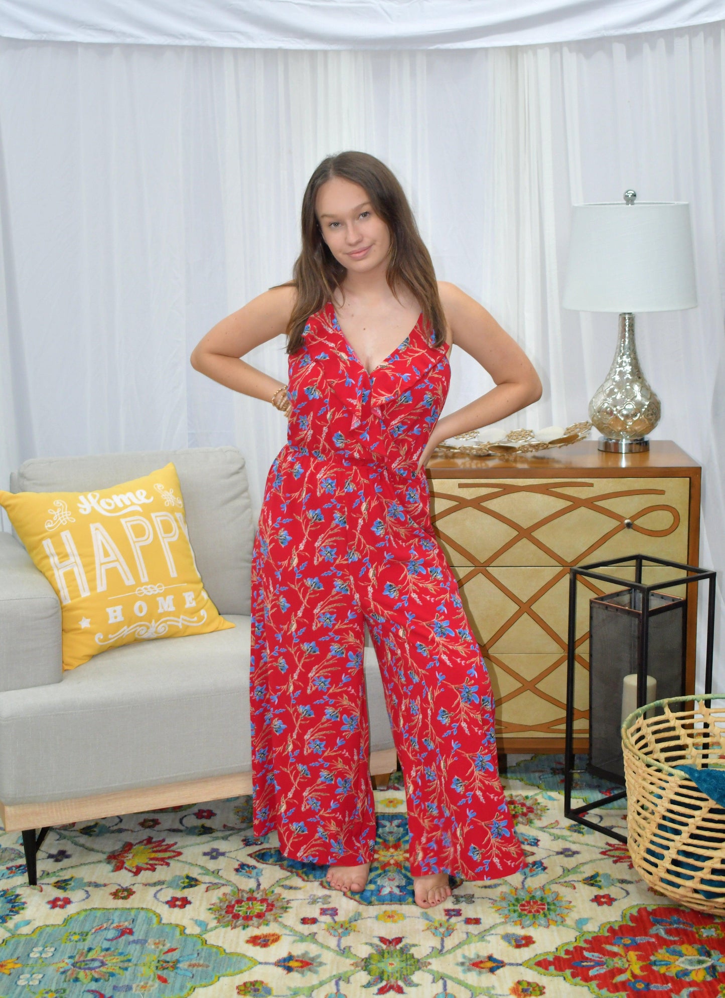 Floral Ruffle Jumpsuit - Southern Sassy Boutique