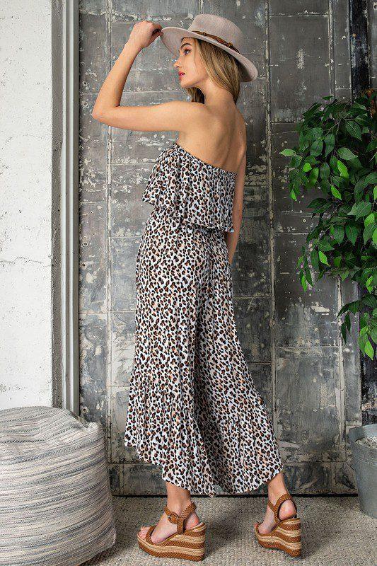 Strapless Animal Print Jumpsuit - Southern Sassy Boutique