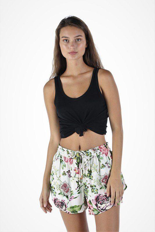 Image: Double Layered Floral Shorts Ivory | Southern Sassy Boutique