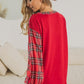 Plaid Check Color Block Buttoned Henley Top - Southern Sassy Boutique
