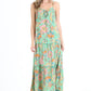 Green Floral Maxi Dress With Adjustable Straps - Southern Sassy Boutique