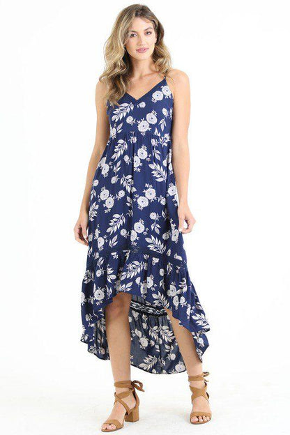 Image: Floral Boho Dress Navy Blue | Southern Sassy Boutique