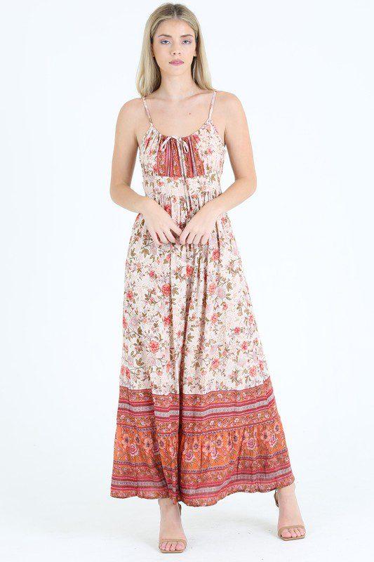 Image: Floral Burgundy Maxi Dress Burgundy | Southern Sassy Boutique