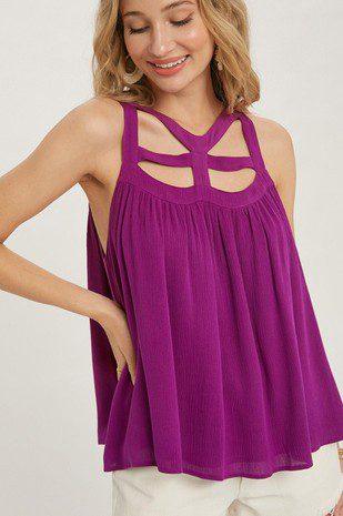 Image: Open Back Sleeveless Top Magenta | Southern Sassy Boutique