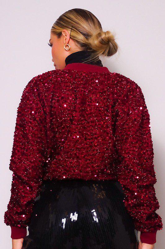 Addison Sequin Bomber Jacket - Southern Sassy Boutique