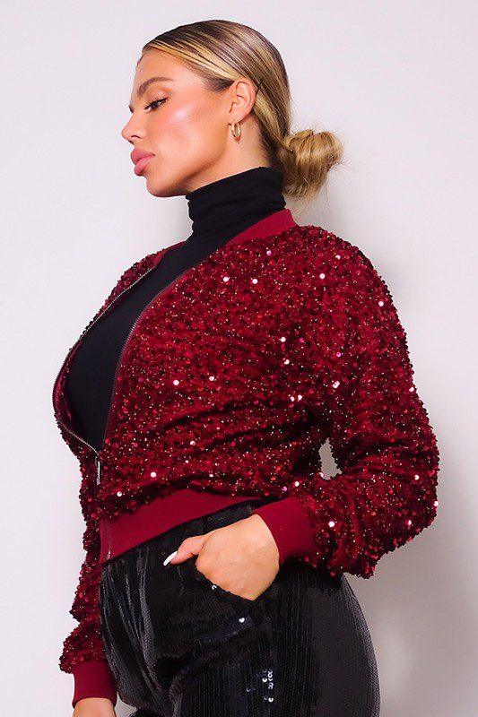 Addison Sequin Bomber Jacket - Southern Sassy Boutique