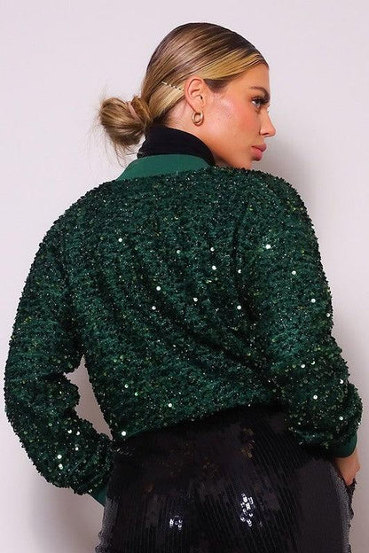 Addison Sequin Bomber Jacket - Southern Sassy Boutique