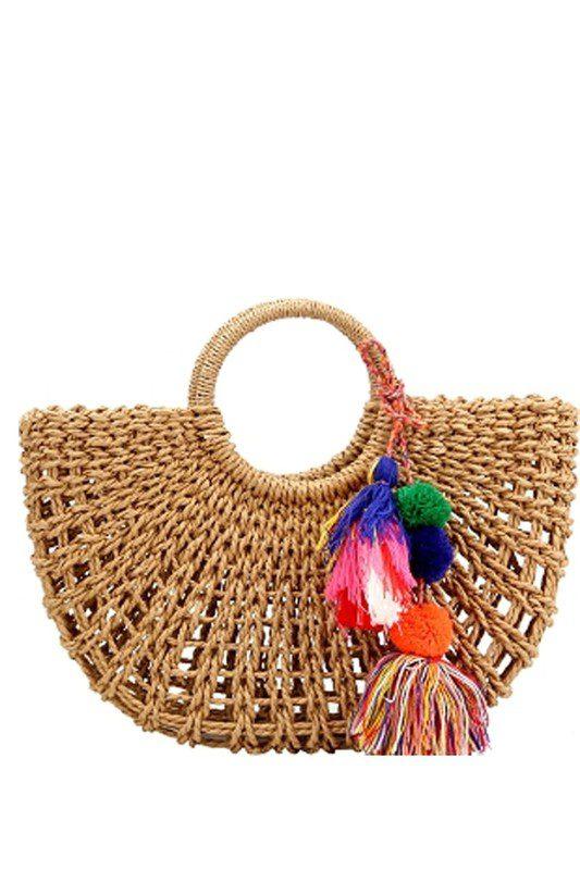 Image: Light Weight Straw Bag Beige | Southern Sassy Boutique