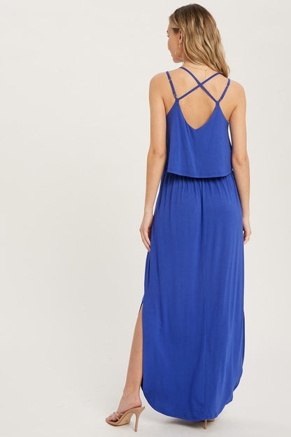 Rayon Jersey Maxi Dress Featuring A Flounce Ruffle