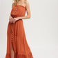 Maxi Dress - Woven Dress Featuring A Tube Neckline - Southern Sassy Boutique