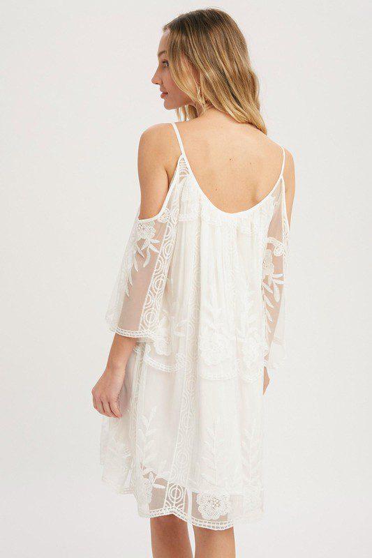 Woven Mini Dress Features An Embroidery Lace Fabric - Southern Sassy Boutique