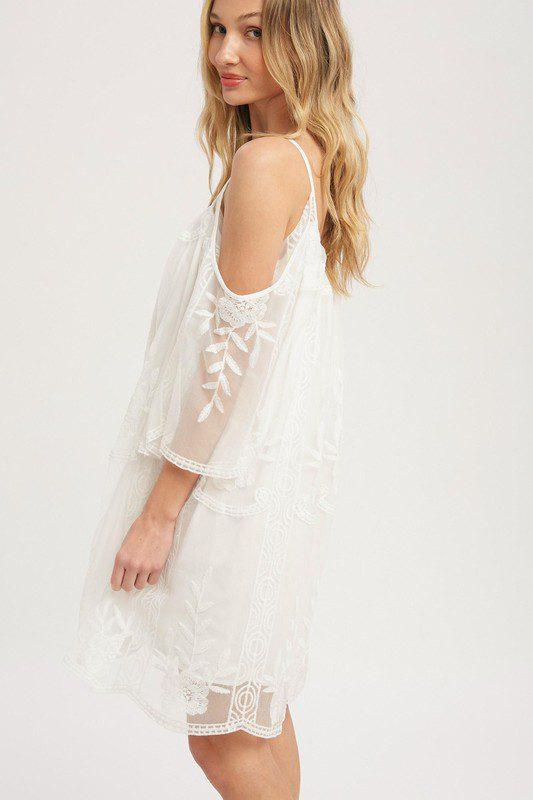 Woven Mini Dress Features An Embroidery Lace Fabric - Southern Sassy Boutique