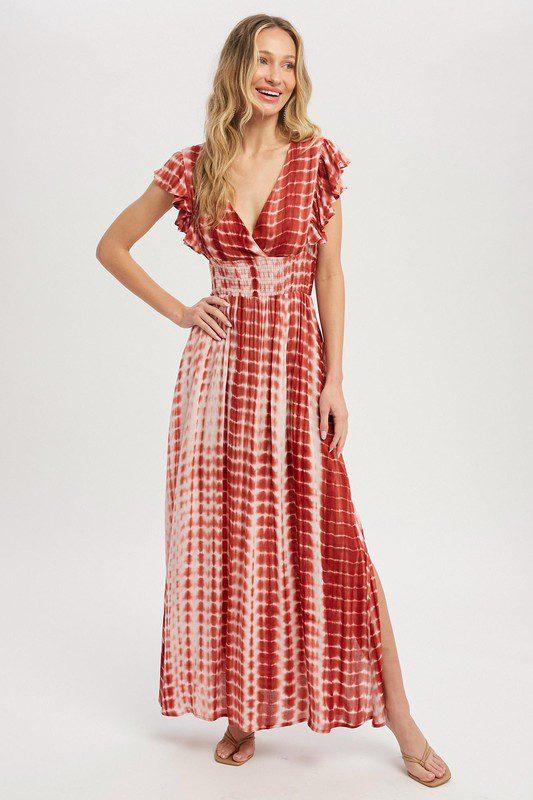 Image: Maxi Dress - Bamboo tie dye pattern