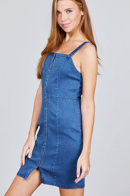 Mini Sleeveless Denim Dress - Southern Sassy Boutique