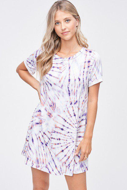 Tie Dye Short Sleeve Mini Dress - Southern Sassy Boutique