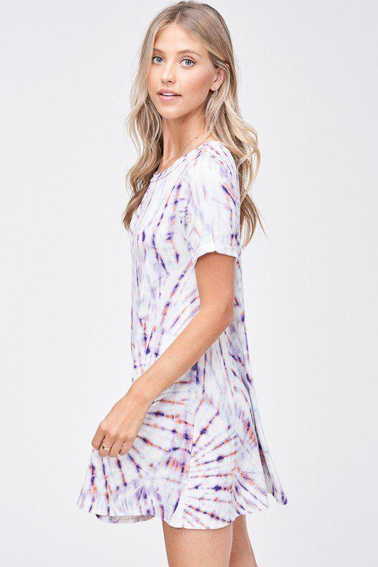 Tie Dye Short Sleeve Mini Dress - Southern Sassy Boutique