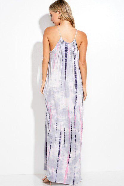 Tie Dye Spaghetti Strap Cami Maxi Dress - Southern Sassy Boutique