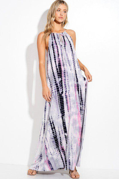 Tie Dye Spaghetti Strap Cami Maxi Dress - Southern Sassy Boutique