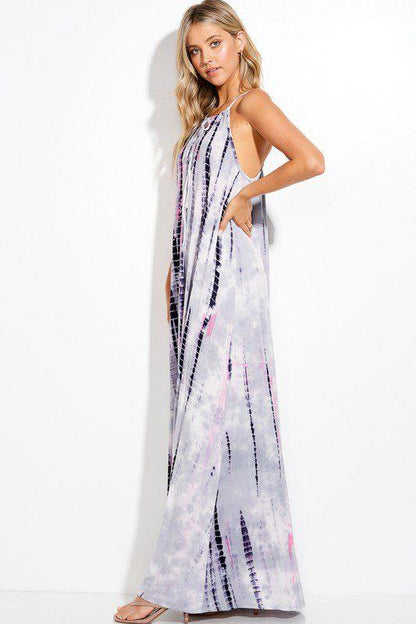 Tie Dye Spaghetti Strap Cami Maxi Dress - Southern Sassy Boutique