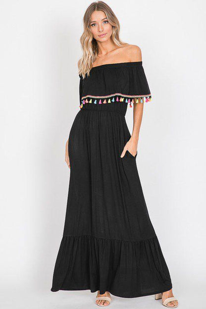 Image: Fringe Trip Maxi Dress Black | Southern Sassy Boutique