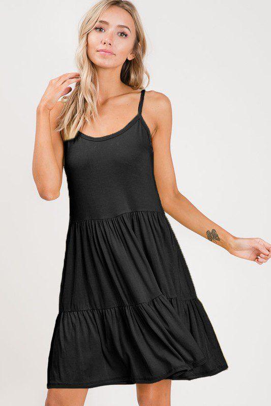 Image: Pleated Tier Dress Black | Southern Sassy Boutique