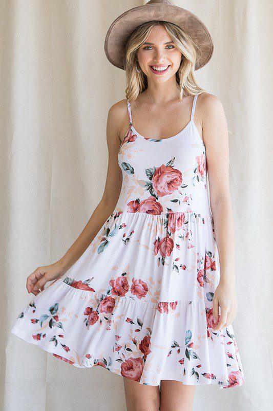 Image: Tiered Detail Floral Dress Ivory | Southern Sassy Boutique