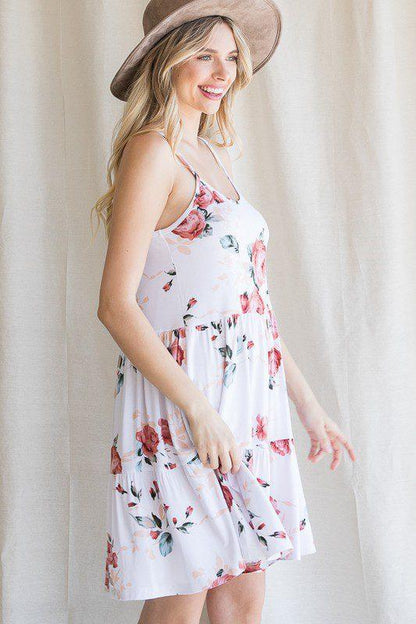 Tiered Detail Floral Dress - Southern Sassy Boutique