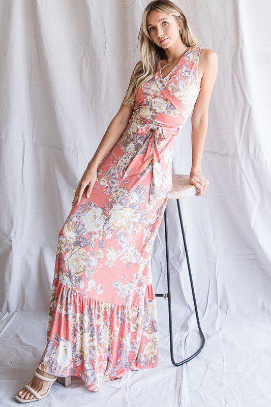 Image: Floral Maxi Dress Coral | Southern Sassy Boutique