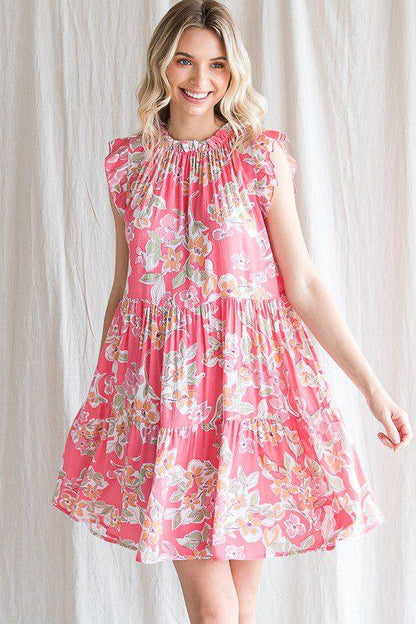 Tiered Detail Floral Dress - Southern Sassy Boutique