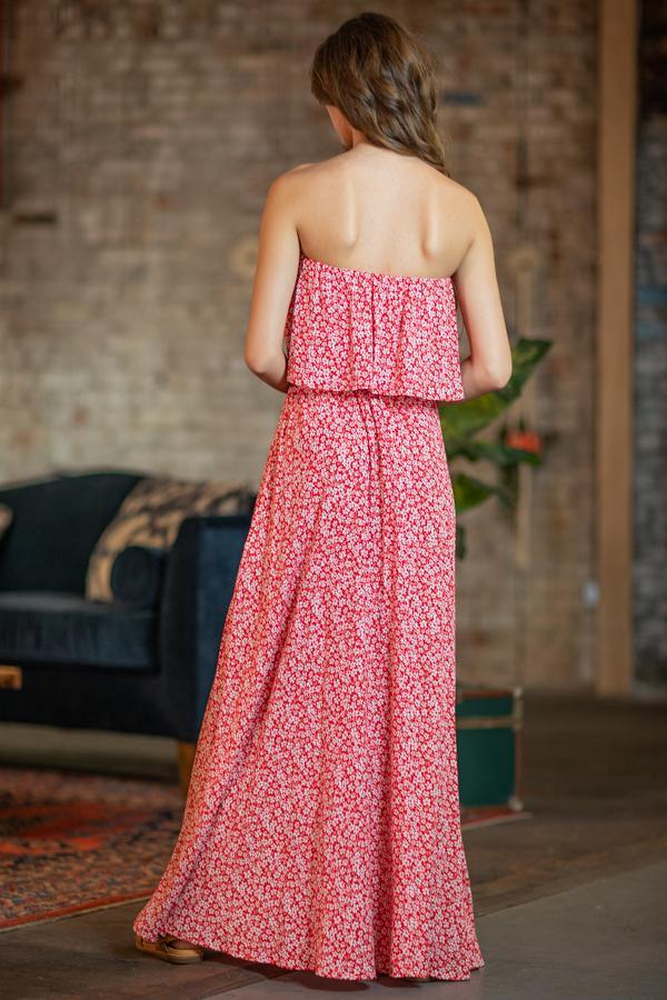 Floral Printed Tube Maxi Dress - Southern Sassy Boutique