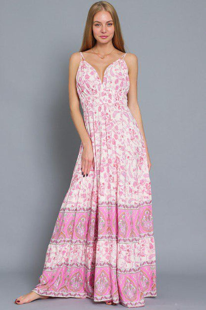 Border Print Maxi Dress - Southern Sassy Boutique